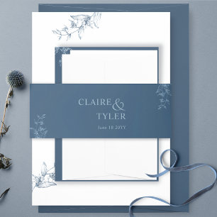 Blaue elegante moderne und minimalistische Hochzei Einladungsbanderole