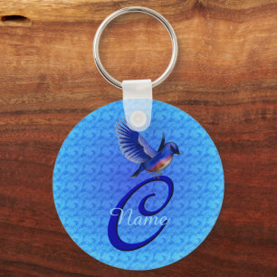 Blaue Elegante Monogramm-Initiale C Personalisiert Schlüsselanhänger