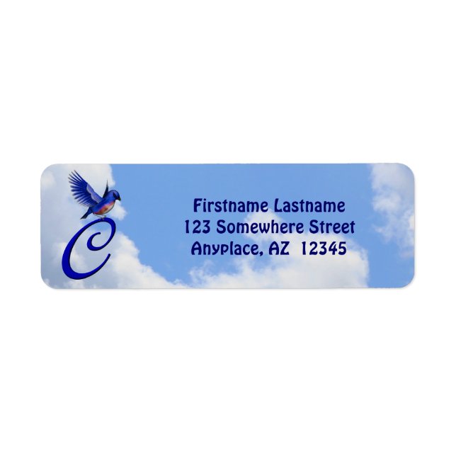 Blaue Elegante Monogramm-Initiale C Rücksendeadres (Vorne)