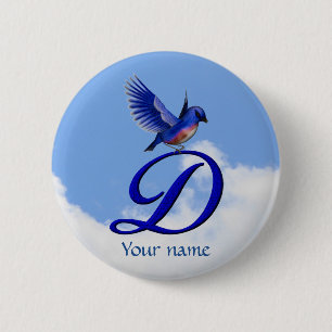Blaue Elegante Monogramm-Initiale D Personalisiert Button