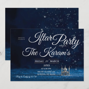 Blaue Elegante Moschee Ramadan-Iftar-Party Einladu Einladung