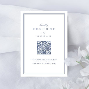 Blaue elegante Ränder goldene klassische QR-Code-H RSVP Karte