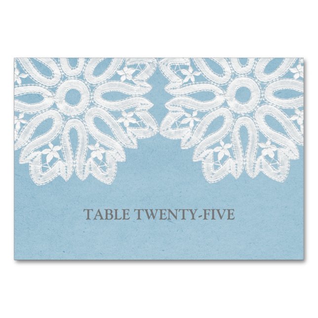 Blaue elegante Spitzentafel Tischnummer (Vorderseite)