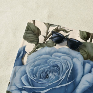 Blaue Eleganz: Vintage Rose der Provinz im Blut Strandtuch