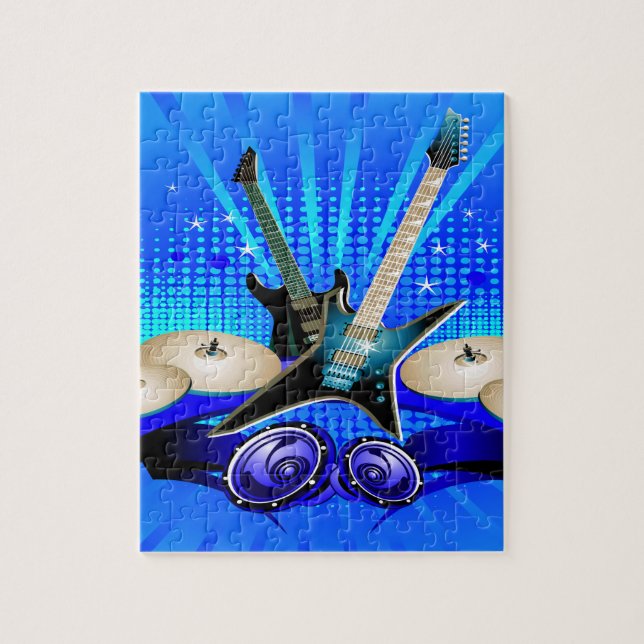 Blaue elektrische Gitarren, Trommeln u. (Vertikal)