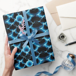 Blaue elektrische Synapse Wiederholungsmuster Geschenkpapier