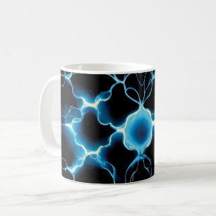 Blaue elektrische Synapse Wiederholungsmuster Kaffeetasse