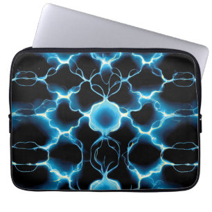 Blaue elektrische Synapse Wiederholungsmuster Laptopschutzhülle