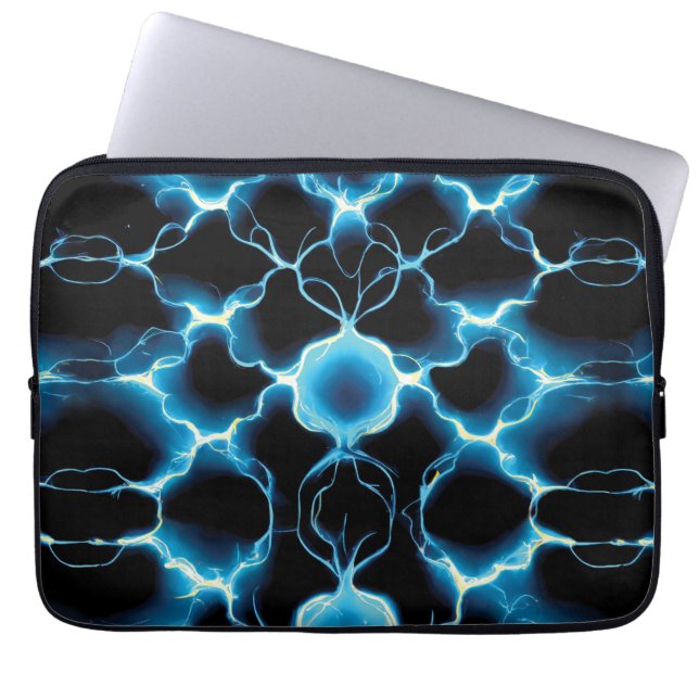 Blaue elektrische Synapse Wiederholungsmuster Laptopschutzhülle (Vorderseite)