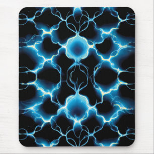 Blaue elektrische Synapse Wiederholungsmuster Mousepad