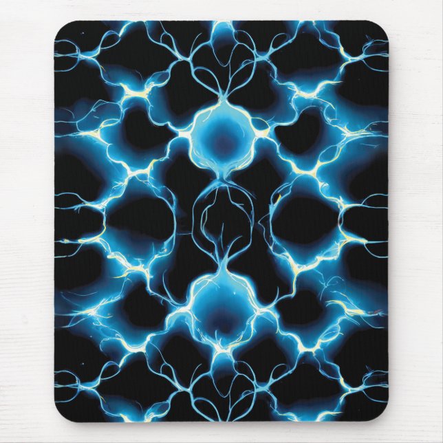 Blaue elektrische Synapse Wiederholungsmuster Mousepad (Vorne)