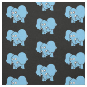 Blaue Elephant-Cartoon-Muster Stoff