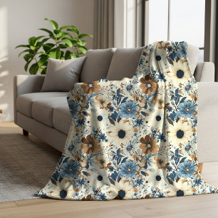 Blaue Elfenbein Blumen Staubblau Elegantes Hochzei Sherpadecke