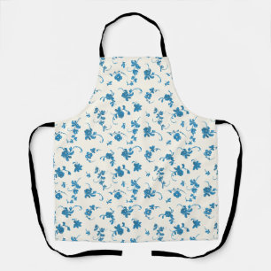 Blaue Elfenbein-Rokokoeleganz mit Blumenmuster Schürze