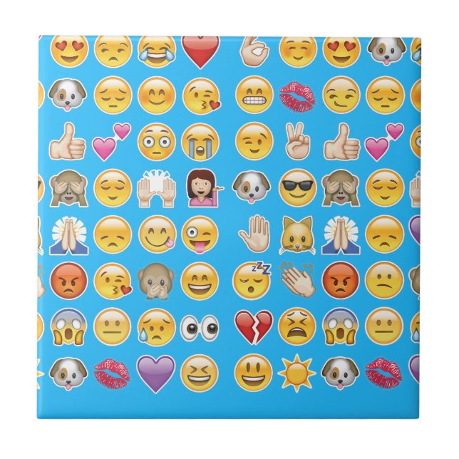 blaue Emoji Fliese (Vorderseite)