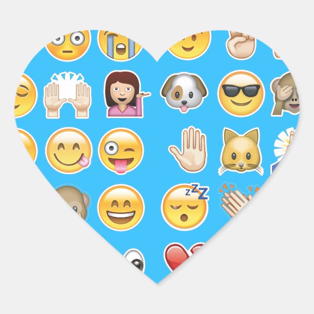 blaue Emoji Herz-Aufkleber (Vorderseite)