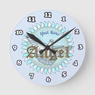 Blaue Engel-Taube Runde Wanduhr