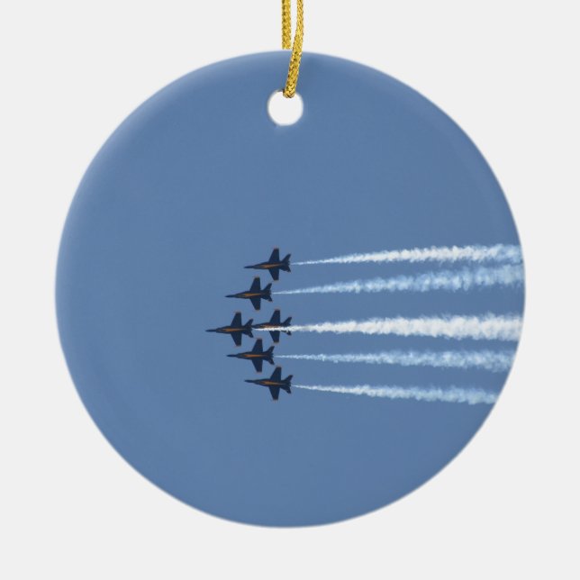 Blaue Engels-Jets Keramik Ornament (Vorne)
