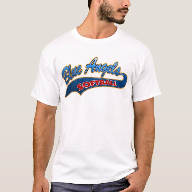 Blaue Engels-Softball-Sturzflug T-Shirt (Vorderseite)