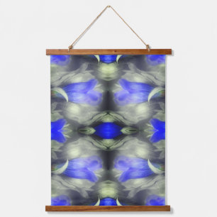 Blaue Enzianblume Natur Abstrakt Wandteppich Mit Holzrahmen