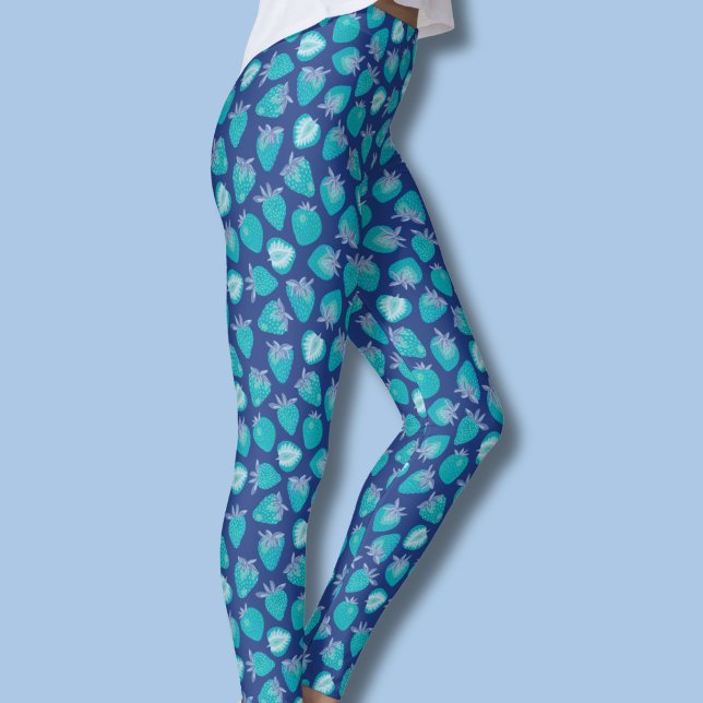Blaue Erdbeere Leggings (Blue strawberry pattern leggings)