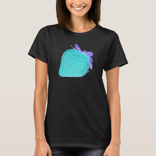 Blaue Erdbeere, Neon, niedliche Beerenfrüchte T-Shirt (Vorderseite)