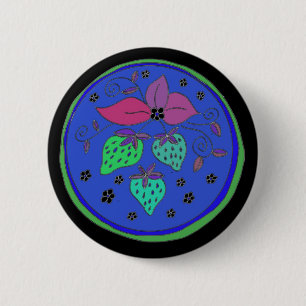 Blaue Erdbeeren Button