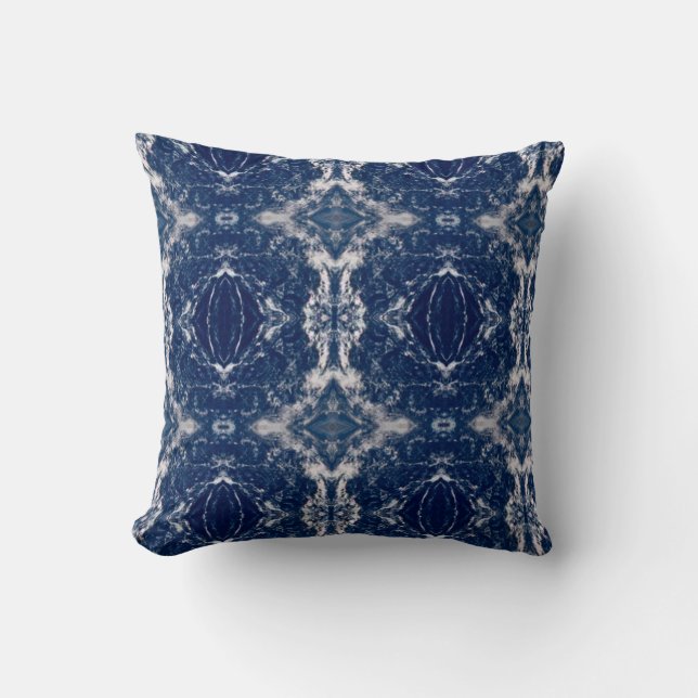 Blaue Erde, geometrischer Kunstschmiedekissen Kissen (Vorderseite)