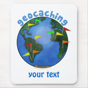 Blaue Erde mit Flaggen Geocaching Gewohnheit Mousepad