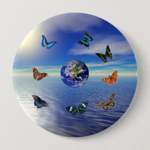 Blaue Erde Schmetterlinge Button