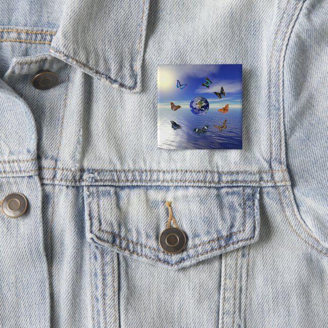 Blaue Erde Schmetterlinge Knopf Button (Beispiel)
