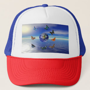 Blaue Erden Schmetterlinge Truckerkappe