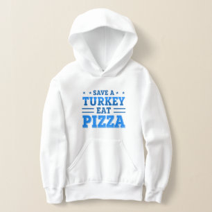 Blaue Erntedank rette Pizza aus Truthahn Hoodie