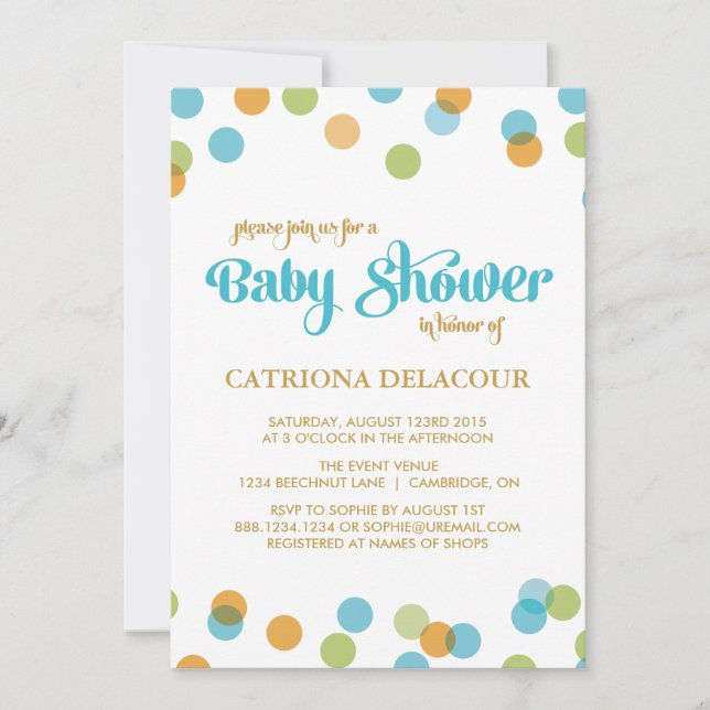 BLAUE ES IST EIN KLEINER KONFETTI | BABY SHOWER EI EINLADUNG (Vorderseite)