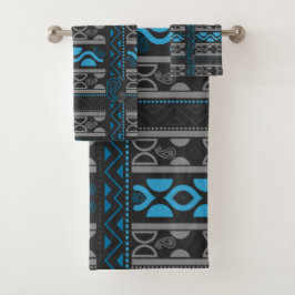 Blaue ethnische Azteke Badhandtuch Set