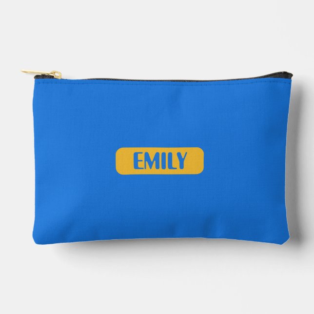 Blaue Etui mit Namen für Stifte  Zubehörtasche (Vorderseite)