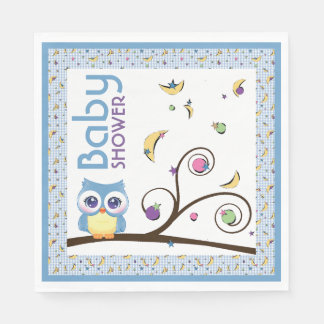 Blaue Eule Baby Mädchen Shower Himmelsmond Stern Serviette