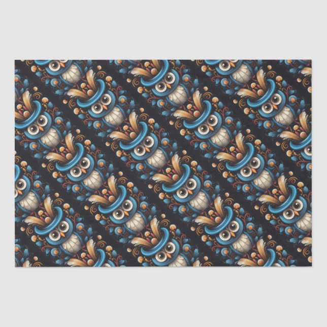 Blaue Eule Seidenpapier (Vorderseite)