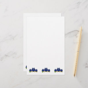 Blaue Eulen Design Briefpapier