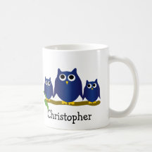 Blaue Eulen Design personalisiert
