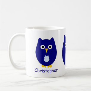 Blaue Eulen-Design personalisiert Kaffeetasse