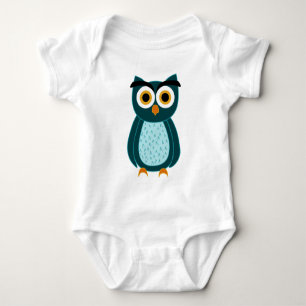 Blaue Eulen-Illustration Baby Strampler