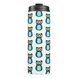 Blaue Eulen-Illustration Thermosbecher