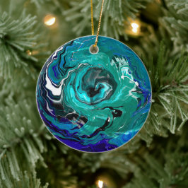 Blaue Ewigkeit | Abstrakte Weihnachtsferien Keramik Ornament