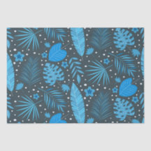 Blaue exotische tropische Blätter und Blume Muster