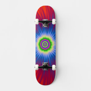 Blaue Explosion auf der Skateboard auf Rot
