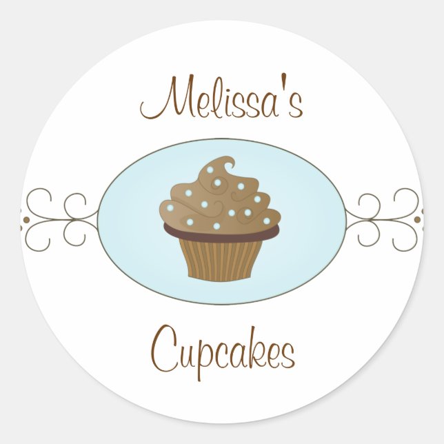 Blaue Extravagante Cupcakes Runder Aufkleber (Vorderseite)
