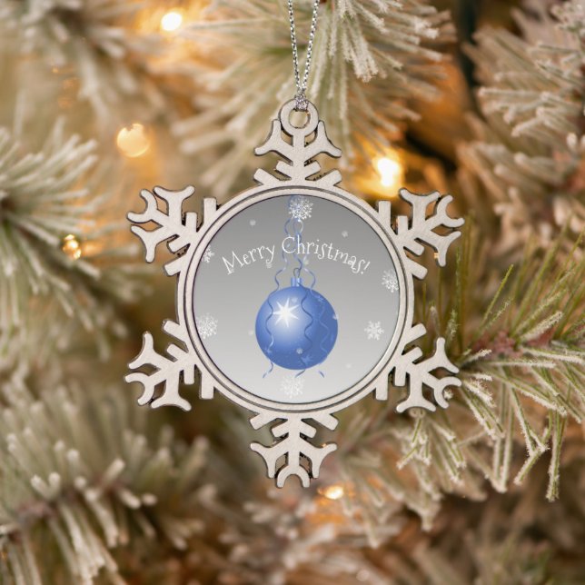 Blaue Extravagante Weihnachtsdekoration Schneeflocken Zinn-Ornament (Baum)