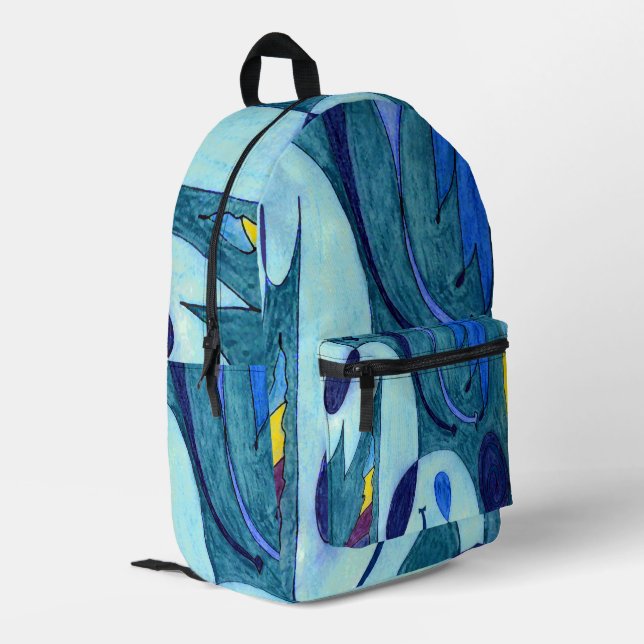 Blaue Fahnen Bedruckter Rucksack (Rückseitige Ecke links)