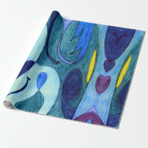 Blaue Fahnen Geschenkpapier